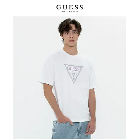 【38上新季】GUESS男士多彩简约字母印花廓形oversize重磅T恤商品大图