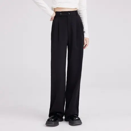 尔给宽松阔腿裤2023年新款高腰垂感休闲灰色西装裤秋女小个子裤子商品大图