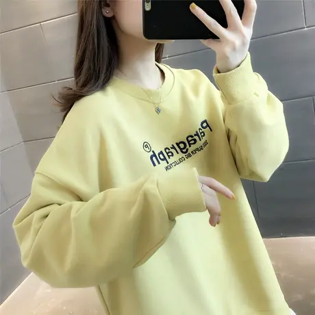 假两件破洞卫衣女2023年中长款新款韩版字母刺绣上衣百搭外套潮流图片