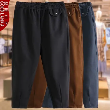 中年40-50岁妈妈装冬季毛呢裤子加肥加大码女休闲九分老爹哈伦裤商品大图