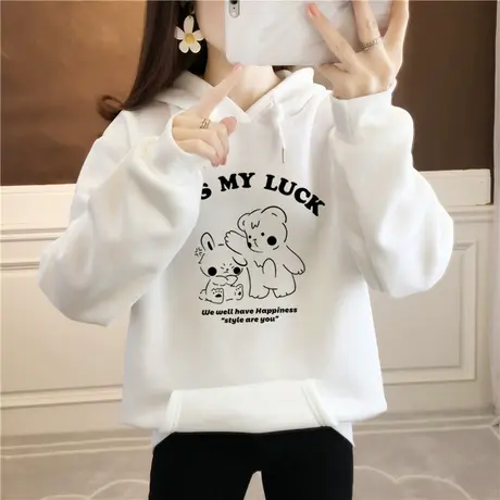 2024秋冬新款卫衣女加绒加厚宽松显瘦韩版连帽百搭学生卫衣高端潮商品大图