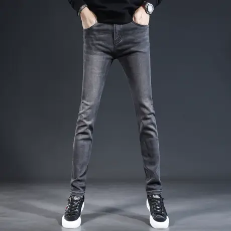 春秋季牛仔裤男2023新款秋春季潮牌修身小脚灰色男士裤子男春秋款商品大图