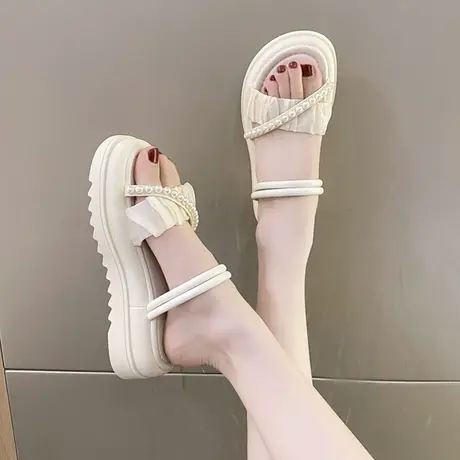 踩屎感拖鞋女夏季外穿2023新款网红爆款凉鞋厚底百搭两穿防滑凉拖图片