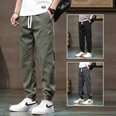军绿色加肥加大码男裤潮胖子工装休闲裤男士夏季薄款腿粗男生裤子商品大图