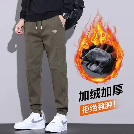 2024新款男装休闲裤子秋冬款男生束脚美式工装冬季加绒加厚加棉裤商品大图