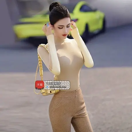 VJE秋冬正反两穿半高领针织打底衫新款气质减龄软糯上衣女商品大图