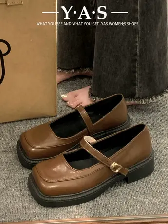 玛丽珍浅口单鞋软底方头小皮鞋女2024新款英伦风乐福鞋夏款配裙子图片