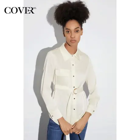 【空姐昕怡专享】COVER2023春季缎面仿醋酸宽松工装风衬衫商品大图