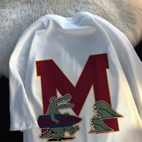 纯棉重磅oversize圆领短袖t恤女2023新款夏季ins潮牌宽松半袖上衣商品大图