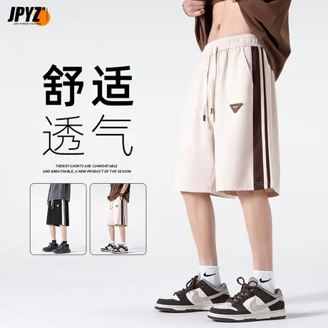 短裤男夏季薄款男生潮牌五分裤男士休闲中裤运动篮球裤黑色沙滩裤商品大图