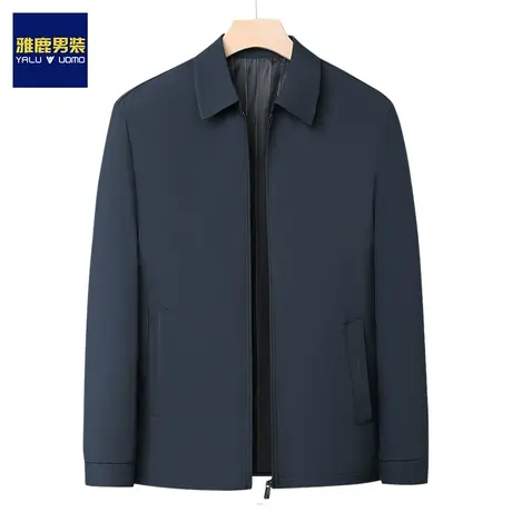 雅鹿行政领导干部夹克外套男士2024新款春秋中年翻领商务休闲短款商品大图