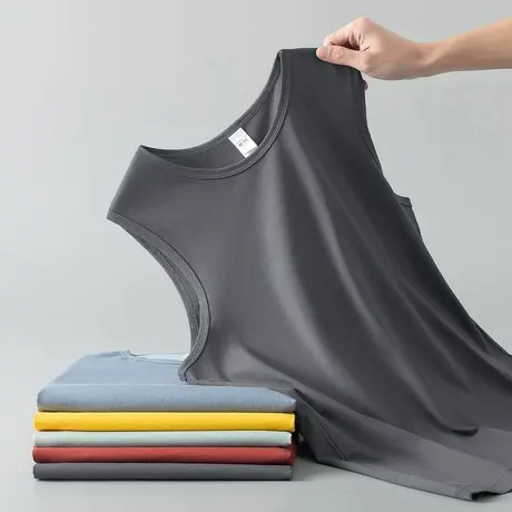 莫代尔运动背心男夏季薄款冰丝速干坎肩纯色无袖t恤健身篮球跨栏商品大图