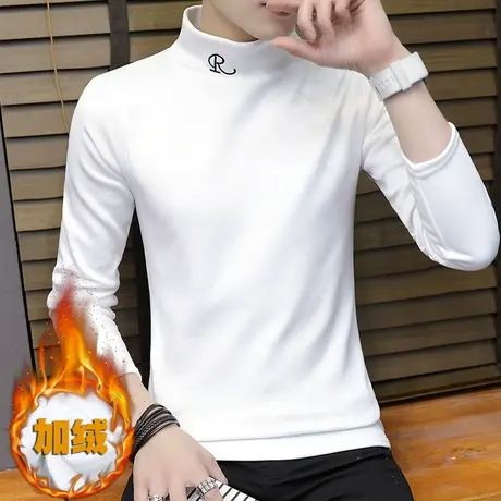 长袖T恤男秋冬季潮流内搭上衣服半高领秋衣保暖加绒加厚打底衫丅商品大图