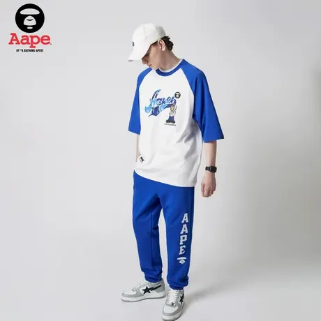 Aape旗舰店男装春夏猿颜字母纯色印花迷彩口袋拼接长裤6982XXK商品大图