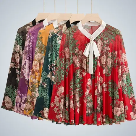 骑车开车两用雪纺防晒大披肩外搭开衫办公室空调房披肩斗篷夏天春商品大图