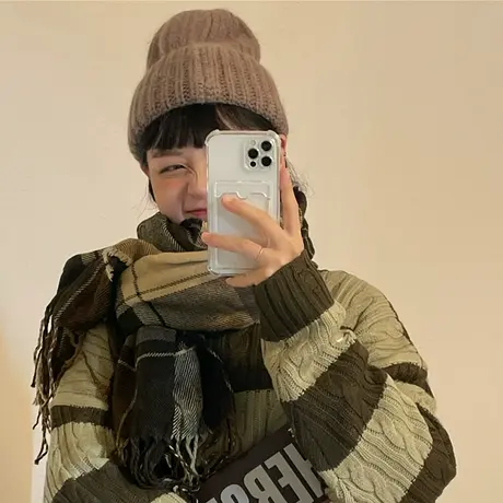 红续复古绿条纹毛衣女显白oversize加厚针织衫慵懒风上衣秋冬新款图片