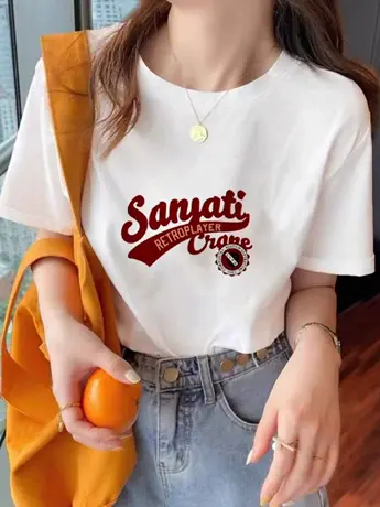 白色仿棉短袖t恤女夏季小众设计感宽松韩系chic别致正肩显瘦上衣商品大图