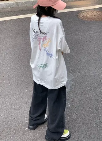 纯棉短袖t恤女夏小个子复古日系宽松港味chic小众设计感上衣ins潮图片