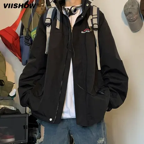 VIISHOW日系工装连帽夹克春秋季美式潮牌冲锋夹克外套男款休闲潮商品大图
