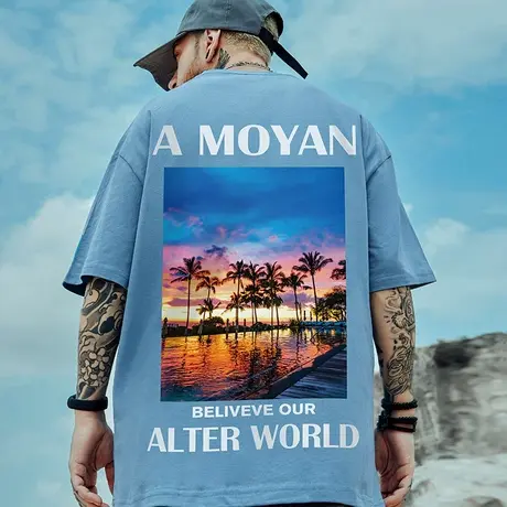 欧美潮牌hiphop高街加肥加大短袖男潮ins胖子宽松潮流半袖T恤夏季图片