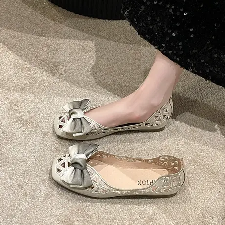 凉鞋女2023春夏款女鞋罗马软底镂空复古包头平底单鞋透气上班鞋子图片