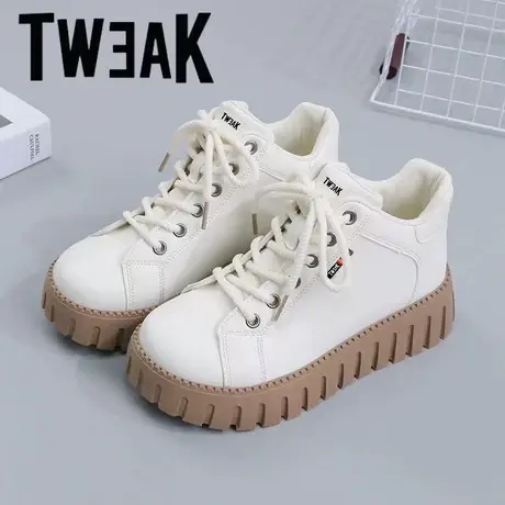 TWEAK春秋新款特价清仓女鞋休闲鞋拍皮面防水运动鞋厚底增高鞋女商品大图