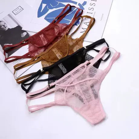 黑色少女性感薄三角低腰女士内裤女性惑夏季蕾丝诱惑商品大图