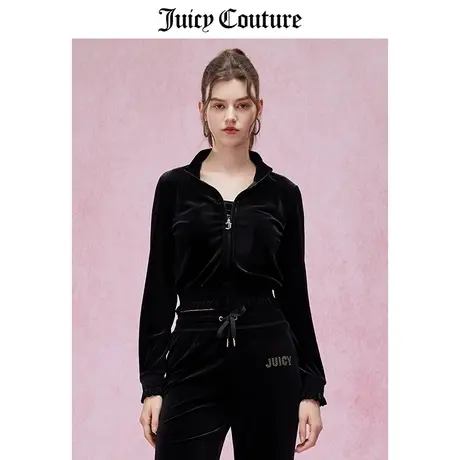 Juicy Couture橘滋外套女2024春季新款美式立领收腰天鹅绒夹克图片