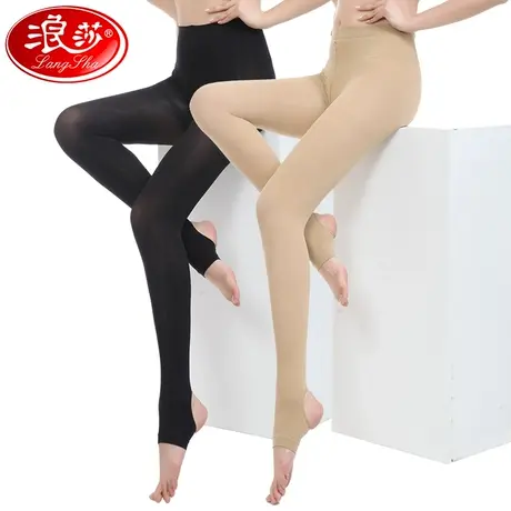 浪莎踩脚连裤袜春秋薄款天鹅绒防勾丝打底裤袜子女中厚肉黑色丝袜商品大图