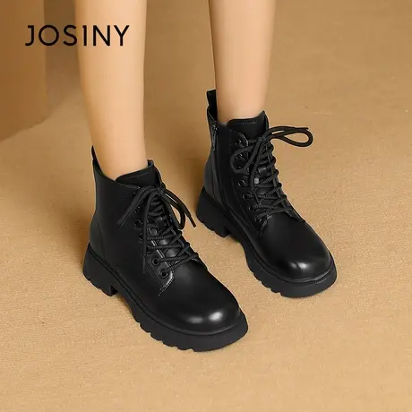 Josiny/卓诗尼短筒靴女2023秋季新款英伦风系带经典复古马丁靴子商品大图