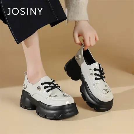 Josiny/卓诗尼珍珠乐福鞋女2024新款春季百搭英伦风小皮鞋单鞋子商品大图