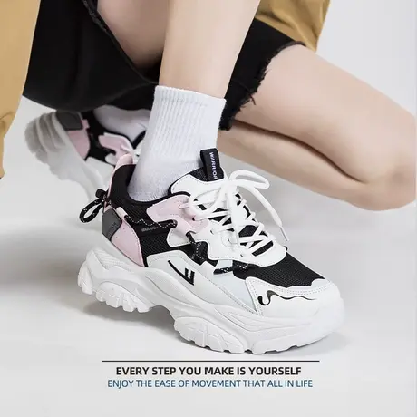 回力显脚小老爹鞋女2024夏季新款小众原创厚底百搭透气休闲运动鞋商品大图