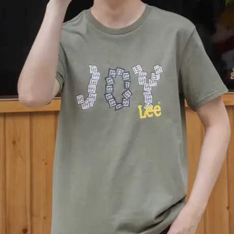 Lee22春夏商场同款男T恤短袖舒适版型字母印花纯棉LMT0016224DR00图片
