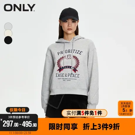 ONLY2023冬季新款运动风连帽字母印花宽松卫衣女|12349S014商品大图
