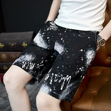 冰凉舒适短裤2023夏季薄款休闲速干宽松沙滩裤潮流外穿男士五分裤商品大图