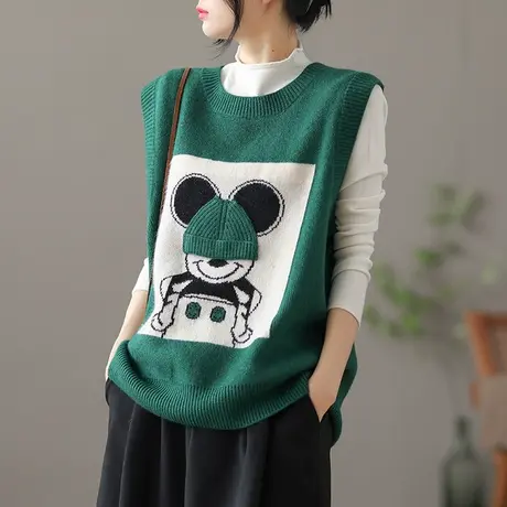 dza 复古外搭针织背心马甲女士春秋洋气内搭马夹外套女装上衣坎肩图片