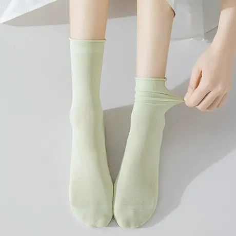 恒源祥袜子女夏季薄款纯棉无骨堆堆袜抗菌防臭透气中筒月子袜夏天商品大图