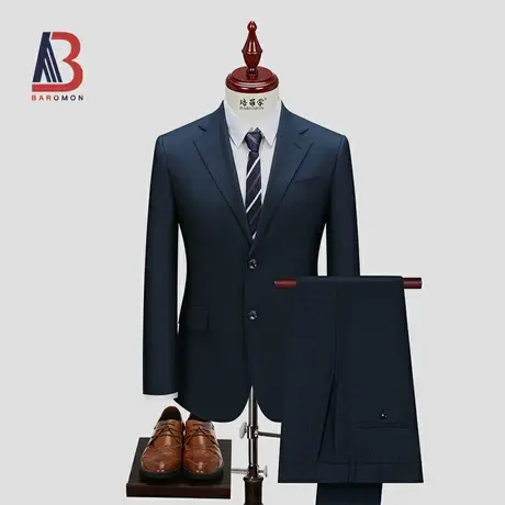 BAROMON/培罗蒙2023秋新款男士商务正装休闲西装修身格子西服套装商品大图