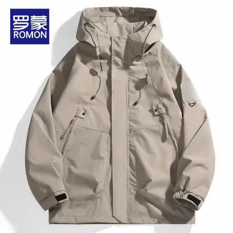 罗蒙冲锋衣连帽外套男春秋季2025新款户外登山服宽松大码休闲夹克商品大图