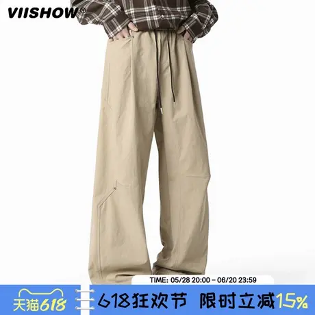 VIISHOW裤子男士春季2025新款潮牌宽松运动弯刀裤青少年休闲长裤商品大图