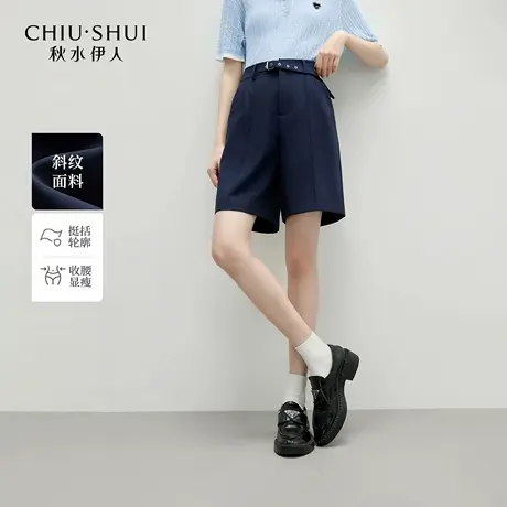 秋水伊人短裤女2025夏季新款简约卡其色休闲裤百搭通勤五分裤子图片