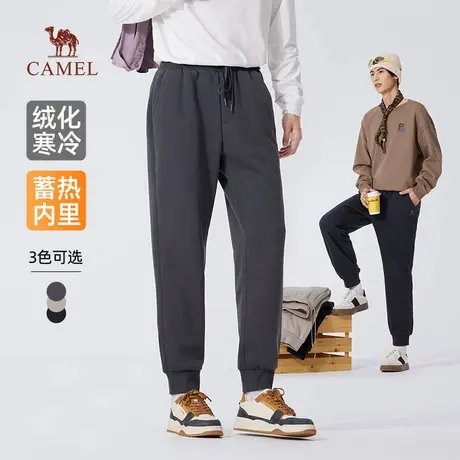 骆驼男装卫裤男2025新款冬季加绒保暖棉感弹力休闲束脚运动长裤子商品大图