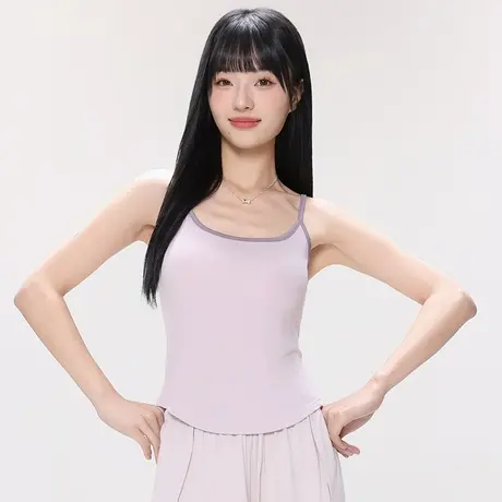 莫代尔撞色辣妹紧身女上衣吊带小背心细肩带内搭夏天薄款清纯外穿商品大图