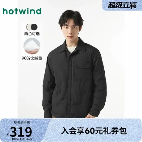 热风衬衫式羽绒服2024年冬季新款男士通勤简约修身轻薄羽绒服商品大图