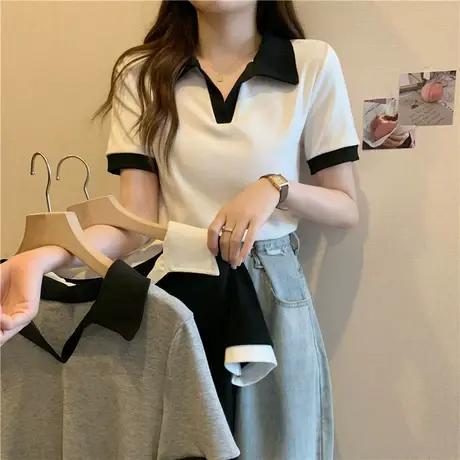 辣妹短袖T恤女设计感小众夏季2023新款高级独特别致正肩短款上衣商品大图