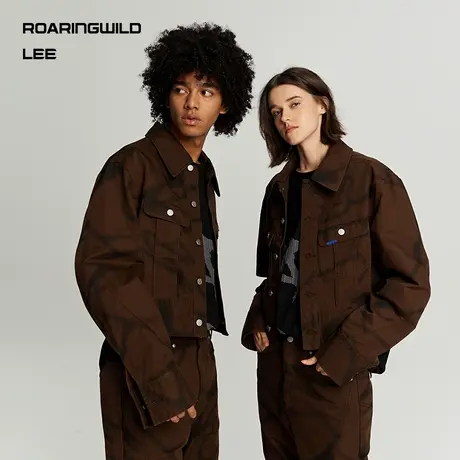 【Lee x ROARINGWILD】23秋冬新品舒适短款男女同款夹克外套棕色图片