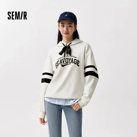 森马卫衣女字母宽松落肩连帽套头衫休闲气质春季个性印花衣服时XY商品大图