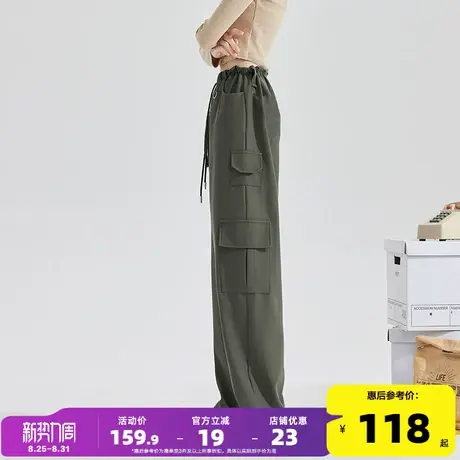 唐狮2025春夏新款工装裤女休闲裤宽松直筒高腰多袋复古辣妹阔腿裤图片