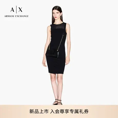 ARMANI EXCHANGE/阿玛尼女士网纱拼接修身无袖连衣裙官方图片