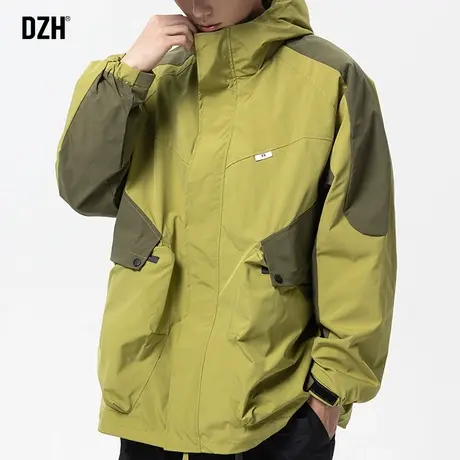 男士户外冲锋衣外套男秋季防风2023新款拼接工装连帽夹克秋装男款商品大图